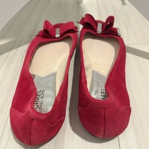 Michael Kors magenta suede ballet bow flats 8 1/2